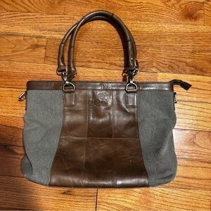 Brown Leather and Taupe Bag